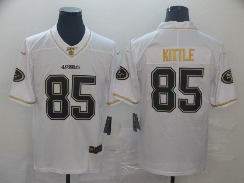 Men San Francisco 49ers #85 Kittle White Retro gold character Nike NFL Jerseys
